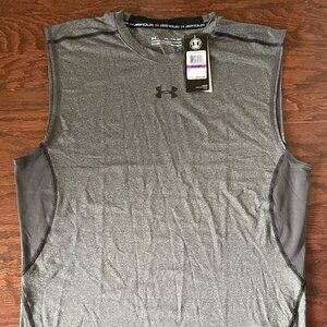Mens Under Armour Gray Compression Heat Gear Sleeveless Tank